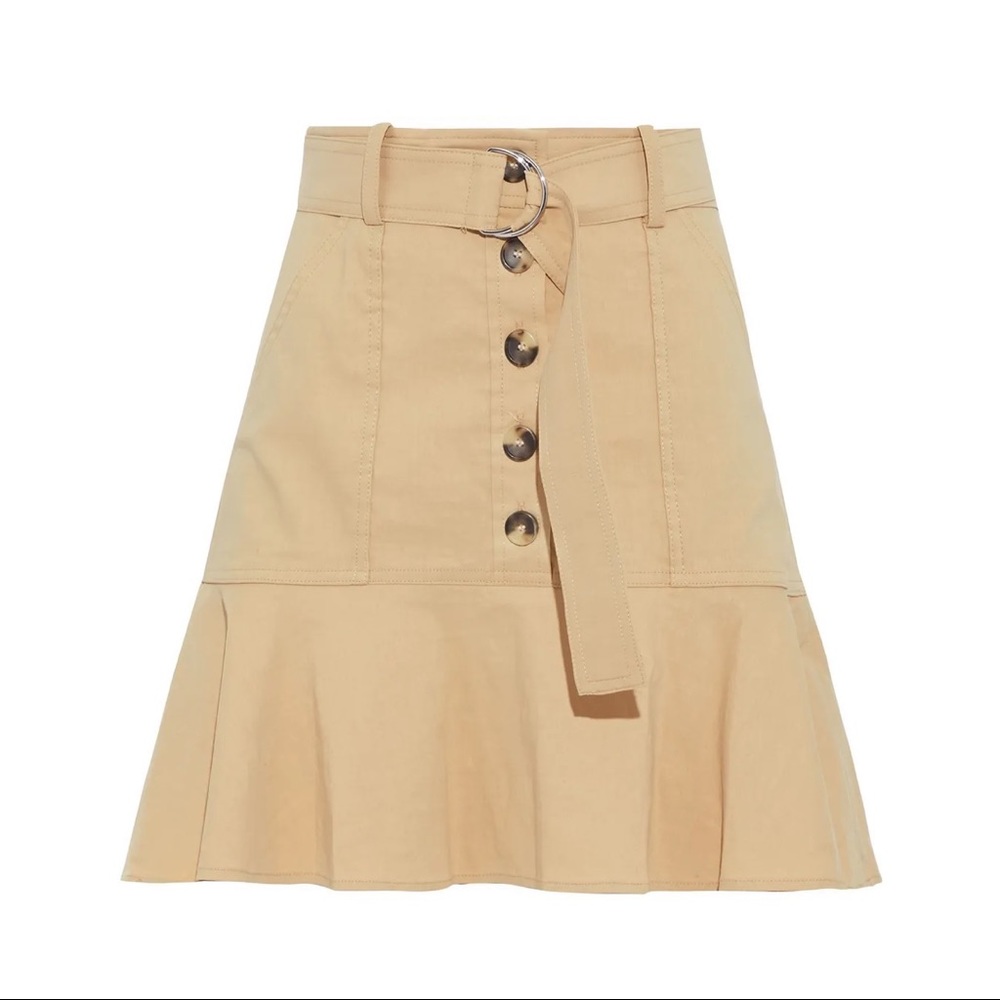 A.L.C. Miley Fluted Belted Linen Blend Mini Skirt Size 14 - Picture 5 of 11
